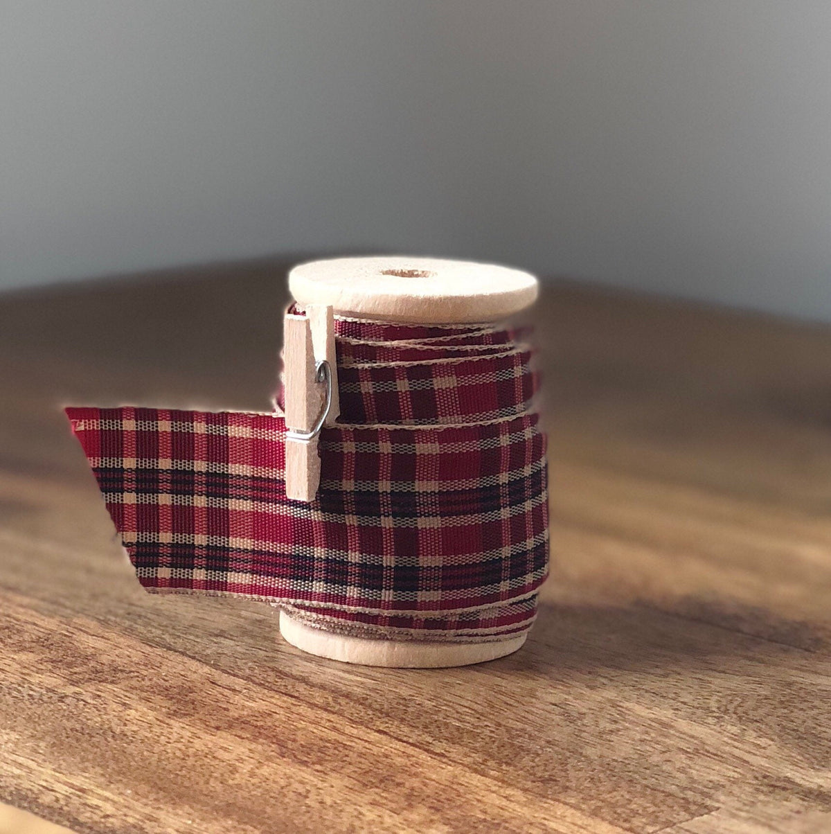 Plaid Ribbon - Tartan Ribbon on Wood Spool - 15ft (5yds)