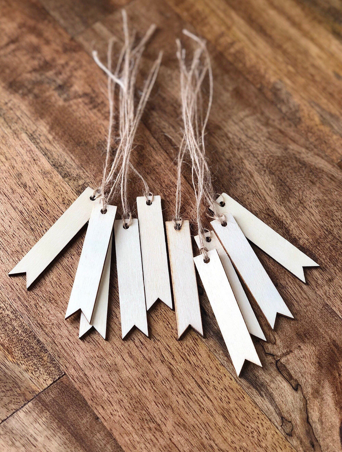Rustic wood gift tags with hemp string, view 2
