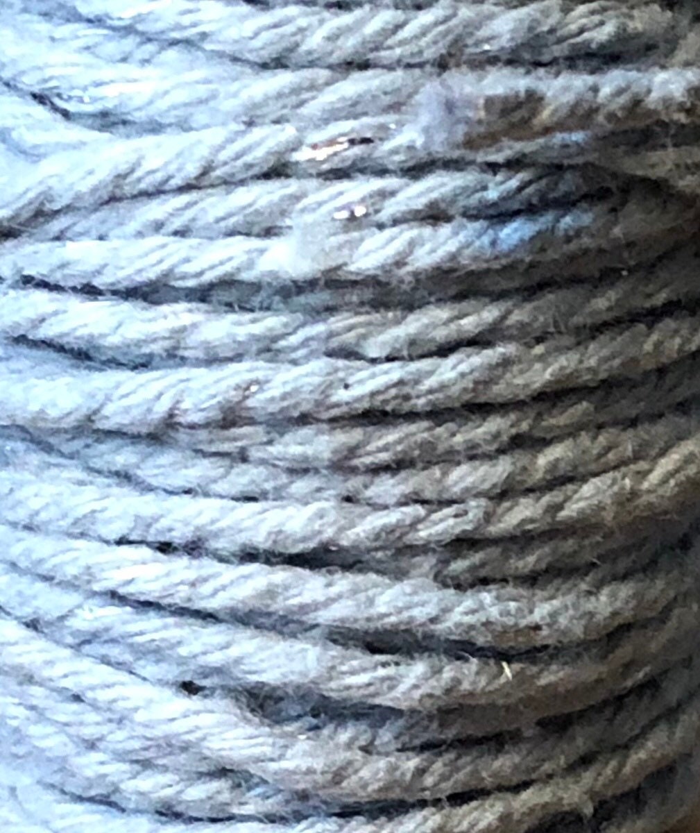 Grey and silver glitter twine on wooden spool, view 2
