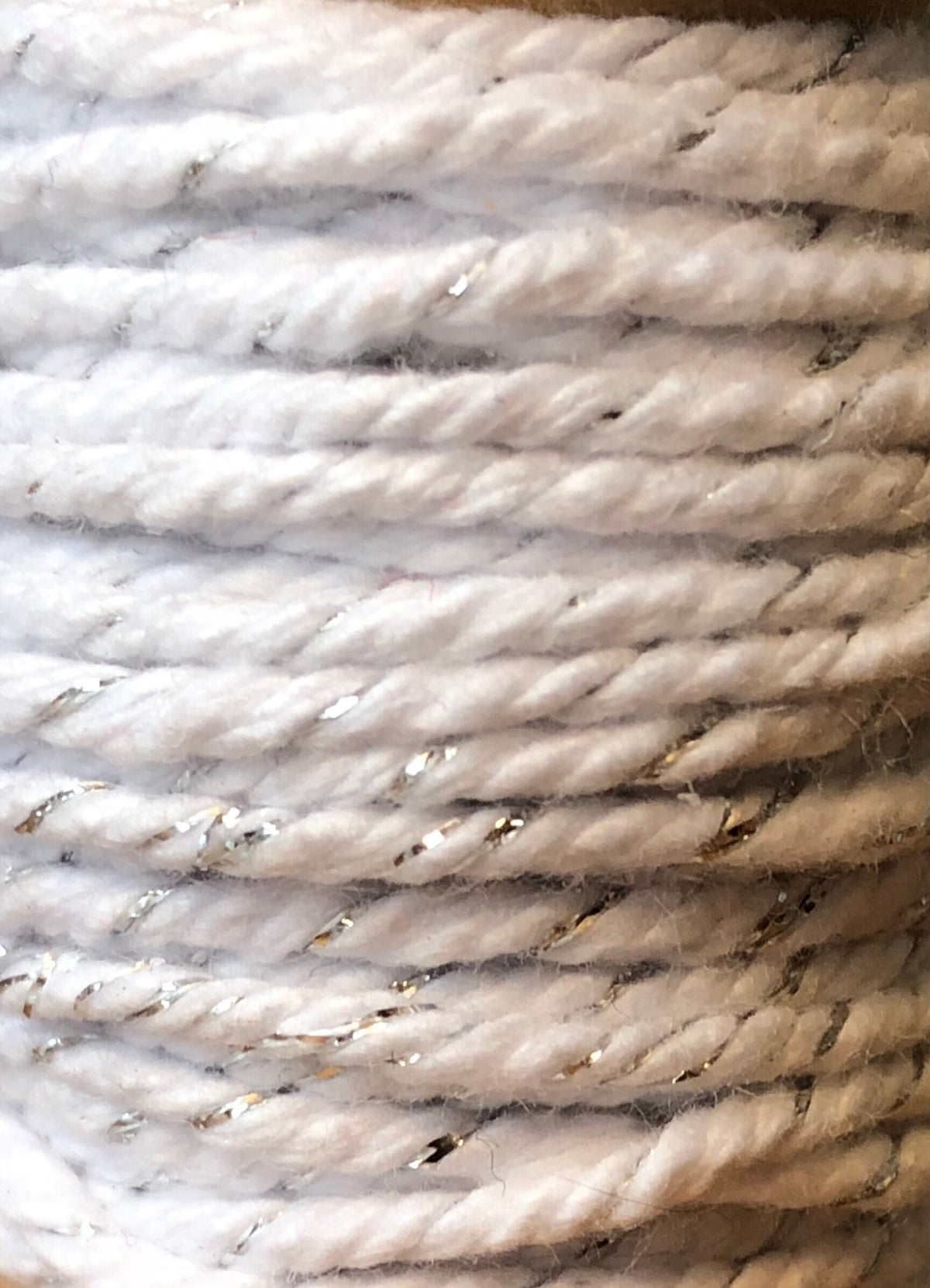 White Cotton Twine with Silver Sparkle, 20 ft Spool