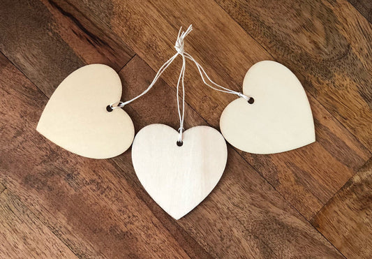 Wood heart gift tags with hemp string