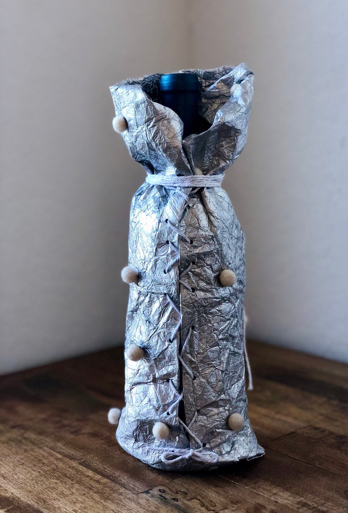 White Cotton Twine with Silver Sparkle, 20 ft Spool