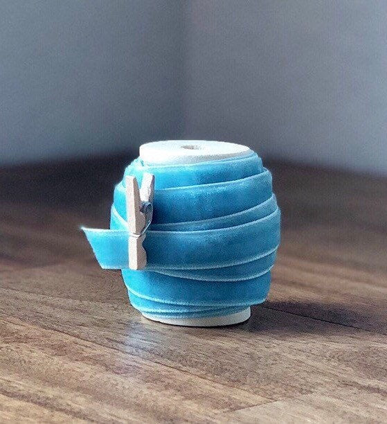 Light Blue Velvet Ribbon • Robins Egg Blue Spool (15ft)