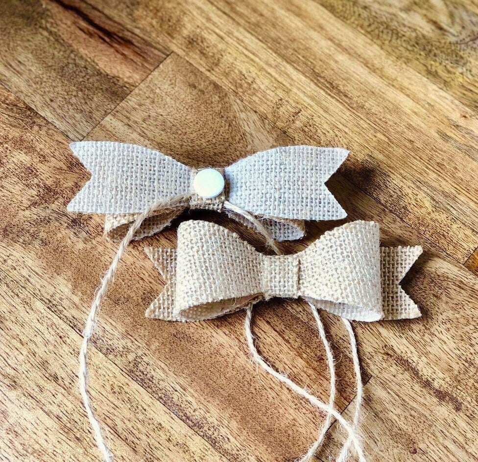 Rustic Burlap Bowtie, Wedding Decor, Mason Jar Embellishment