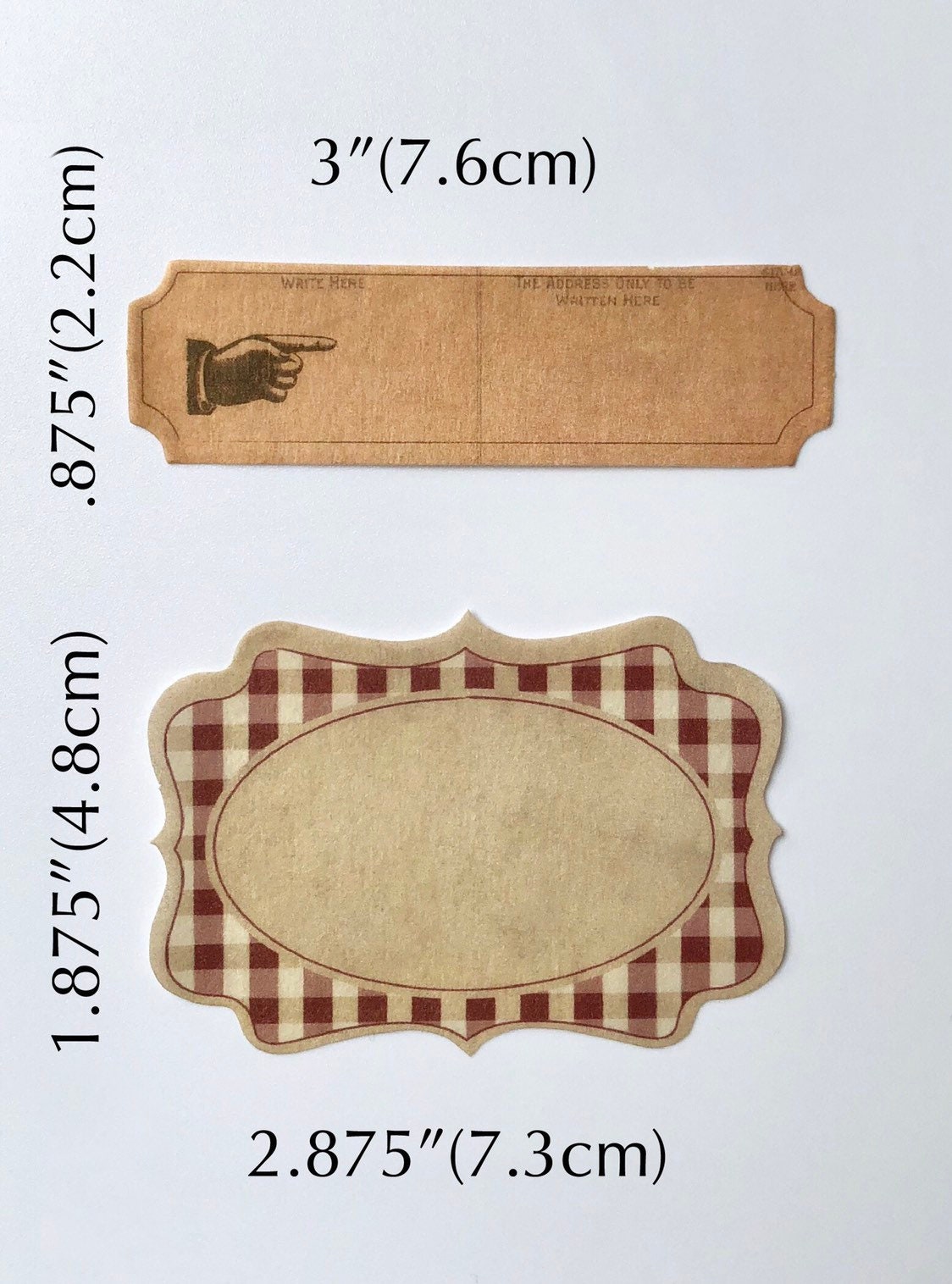 Vintage style paper sticker gift tags, view 2