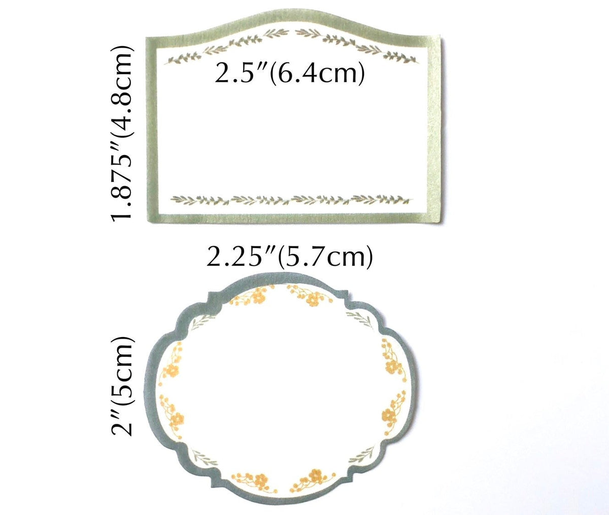 Floral border paper sticker gift tags, view 3