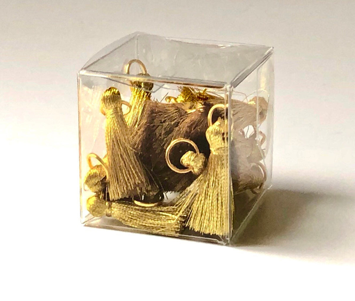 Gold and silver mini tassels with jump rings, view 6