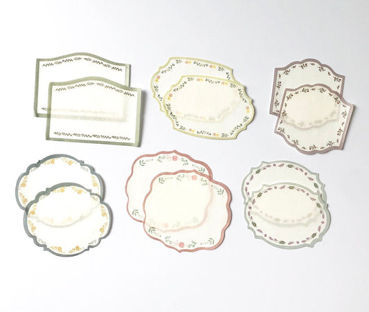 Floral border paper sticker gift tags
