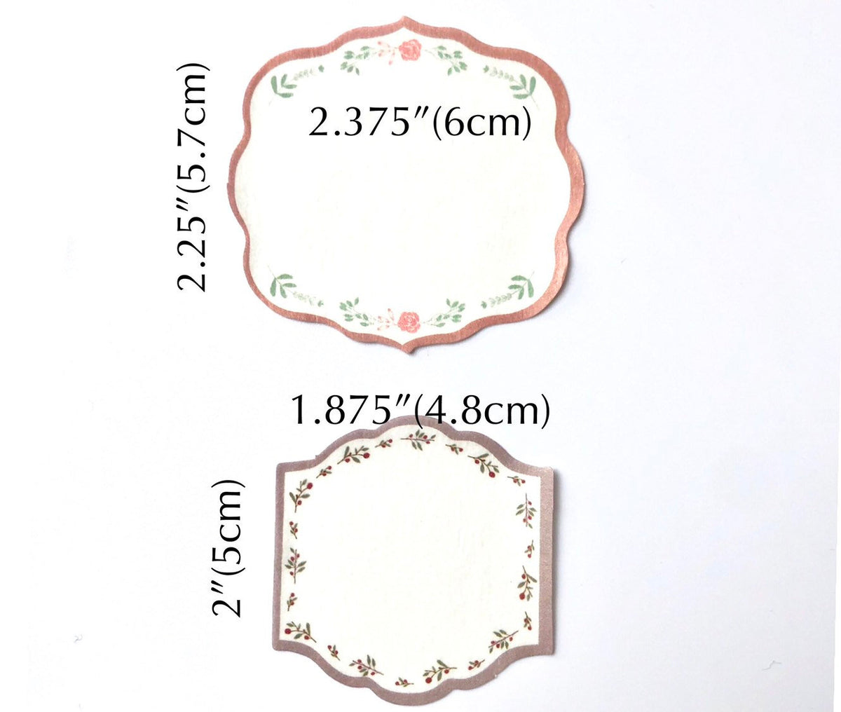 Floral border paper sticker gift tags, view 2