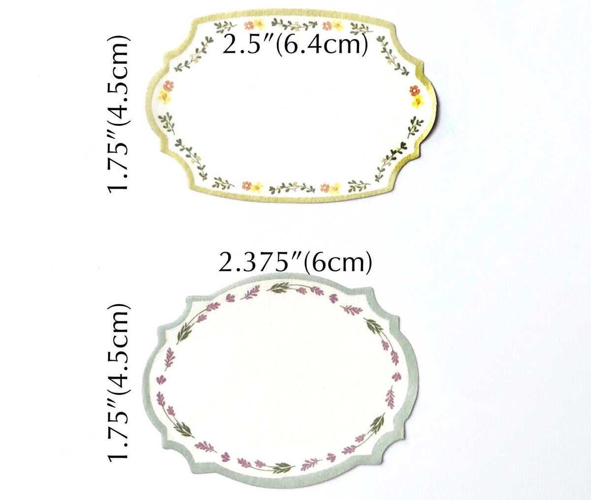 Floral border paper sticker gift tags, view 4
