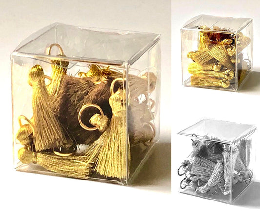 Gold and silver mini tassels with jump rings