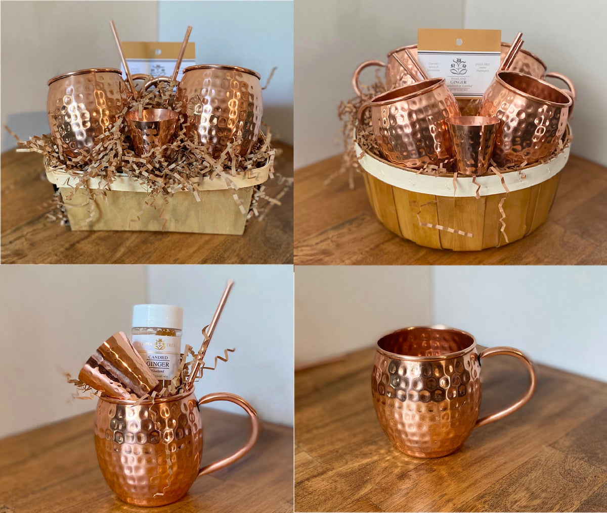 Copper Moscow Mule Mug Gift Set, Shot Glass & Candied Ginger