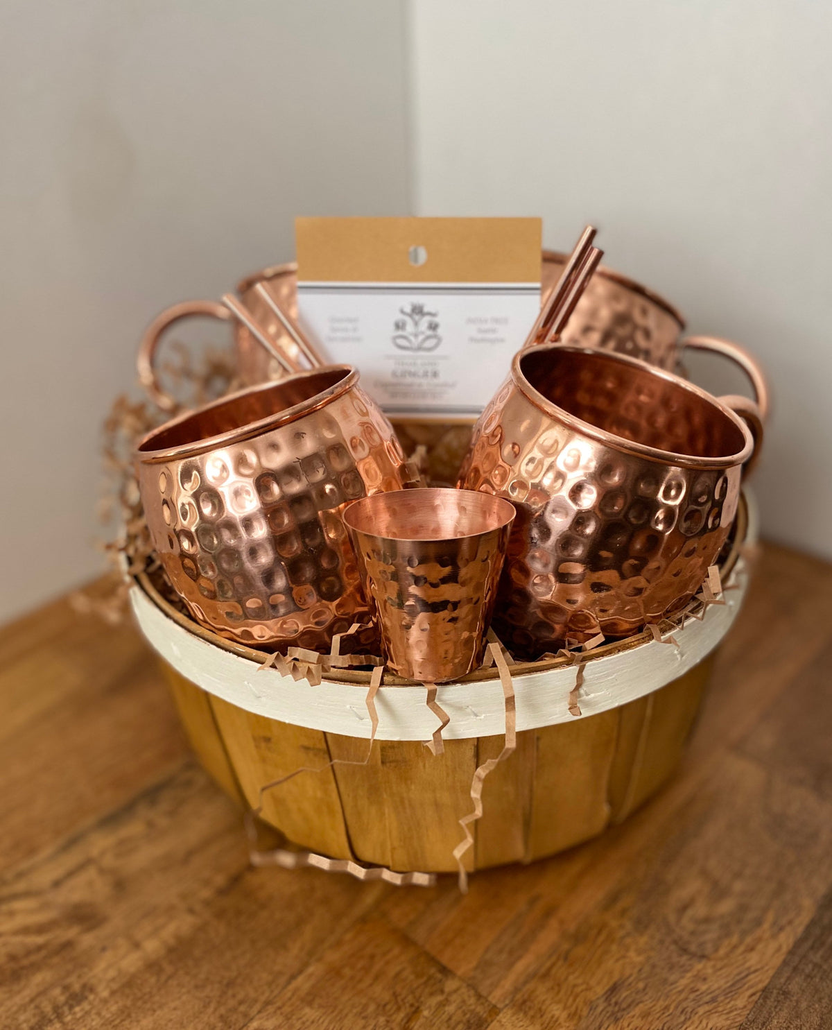 Copper Moscow Mule Mug Gift Set, Shot Glass & Candied Ginger