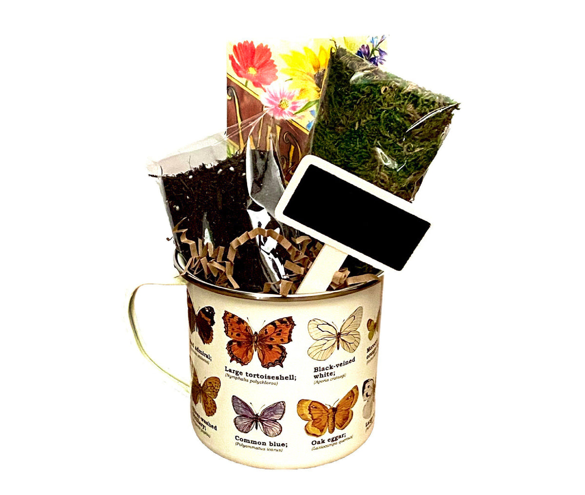 Botanical Enamel Cup Herb Garden Kit, Gardener Gift