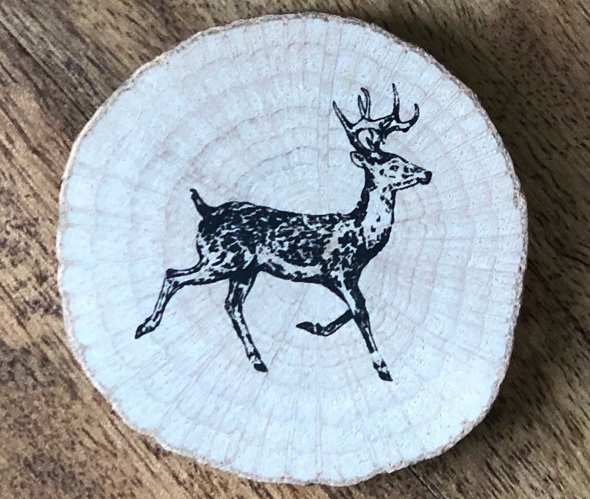 Fall Rubber Stamp Set: Wood Slice Stamps, Deer, Mushroom