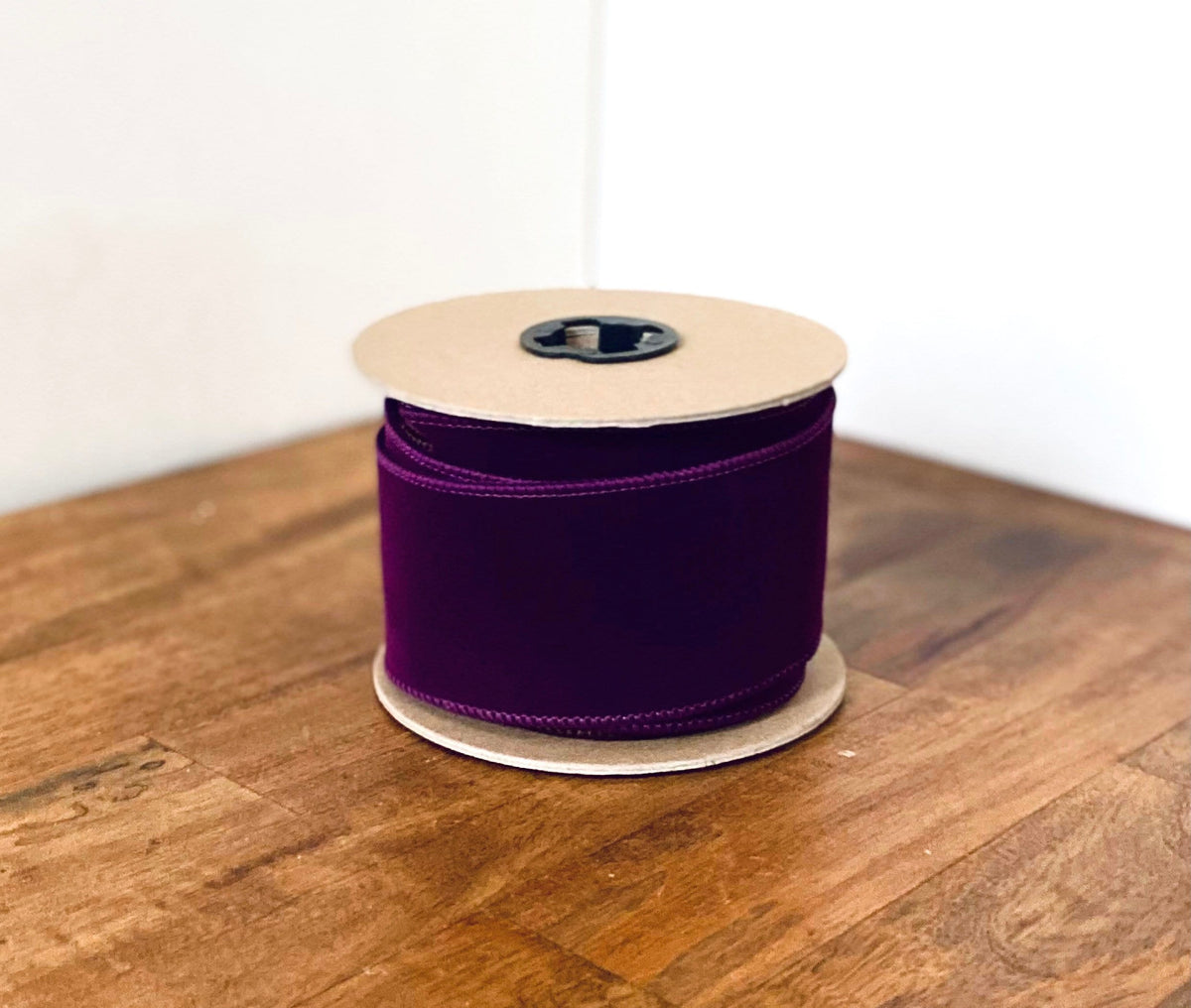 2.5" Wide Wired Velvet Ribbon: Red, Purple, Brown - 30ft