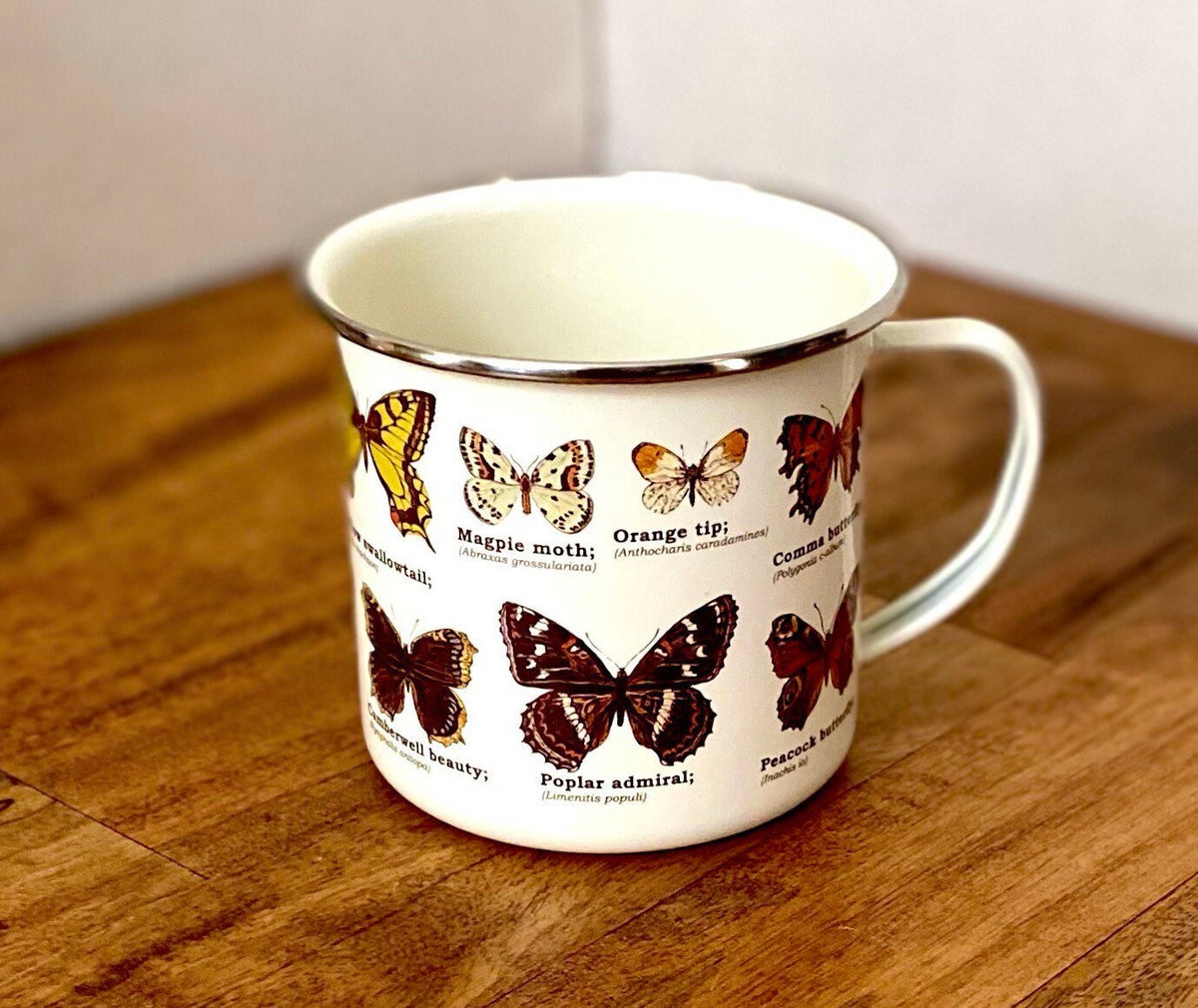 Botanical Butterfly Enamel Mug - Nature Lover Gift