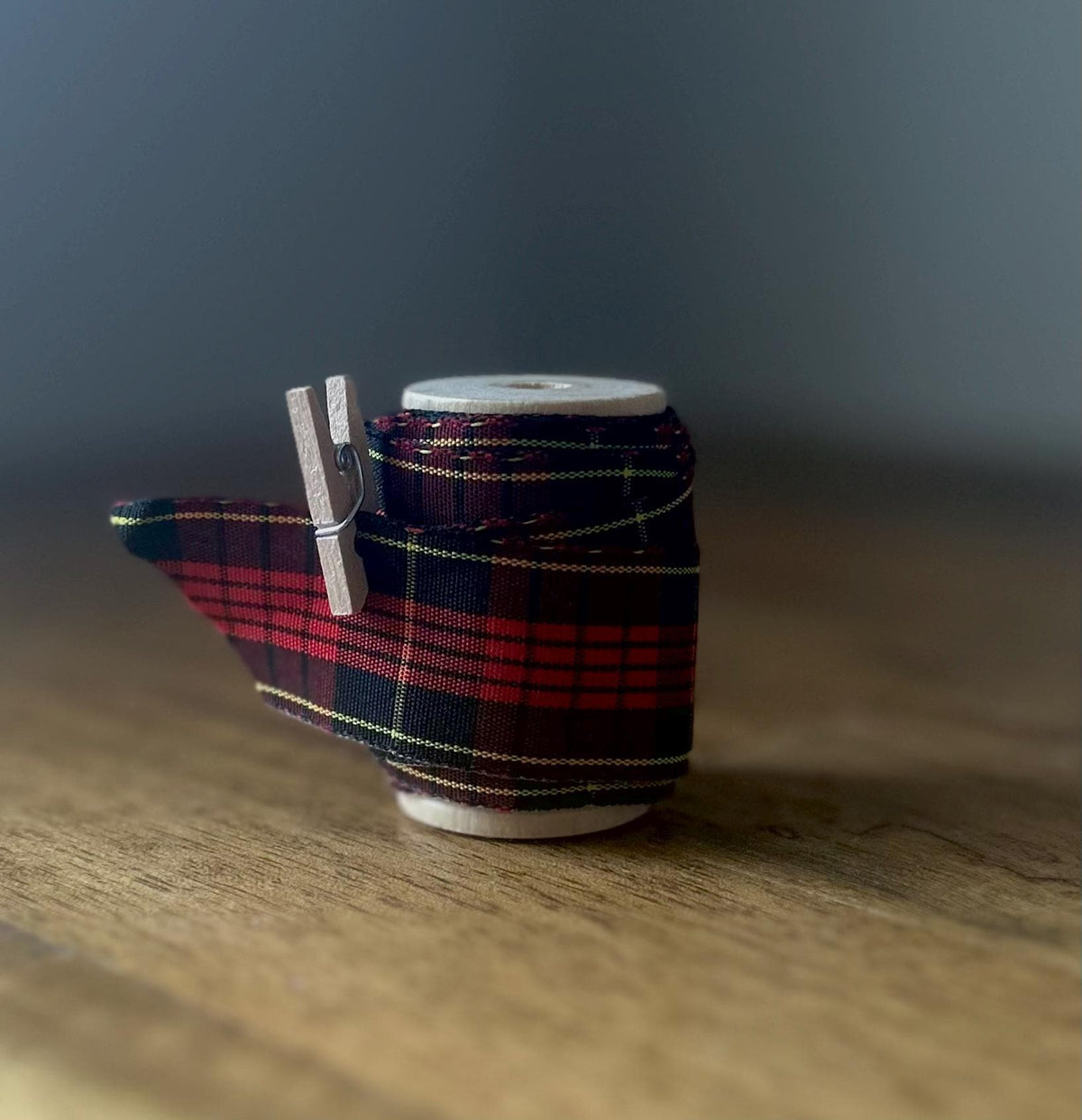 Red, Black, & Gold Plaid Satin Ribbon - 15 ft Spool